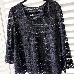 Talbots black lace blouse